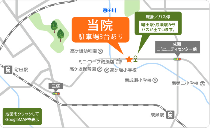 町田市成瀬・とくとみ歯科・アクセスマップ